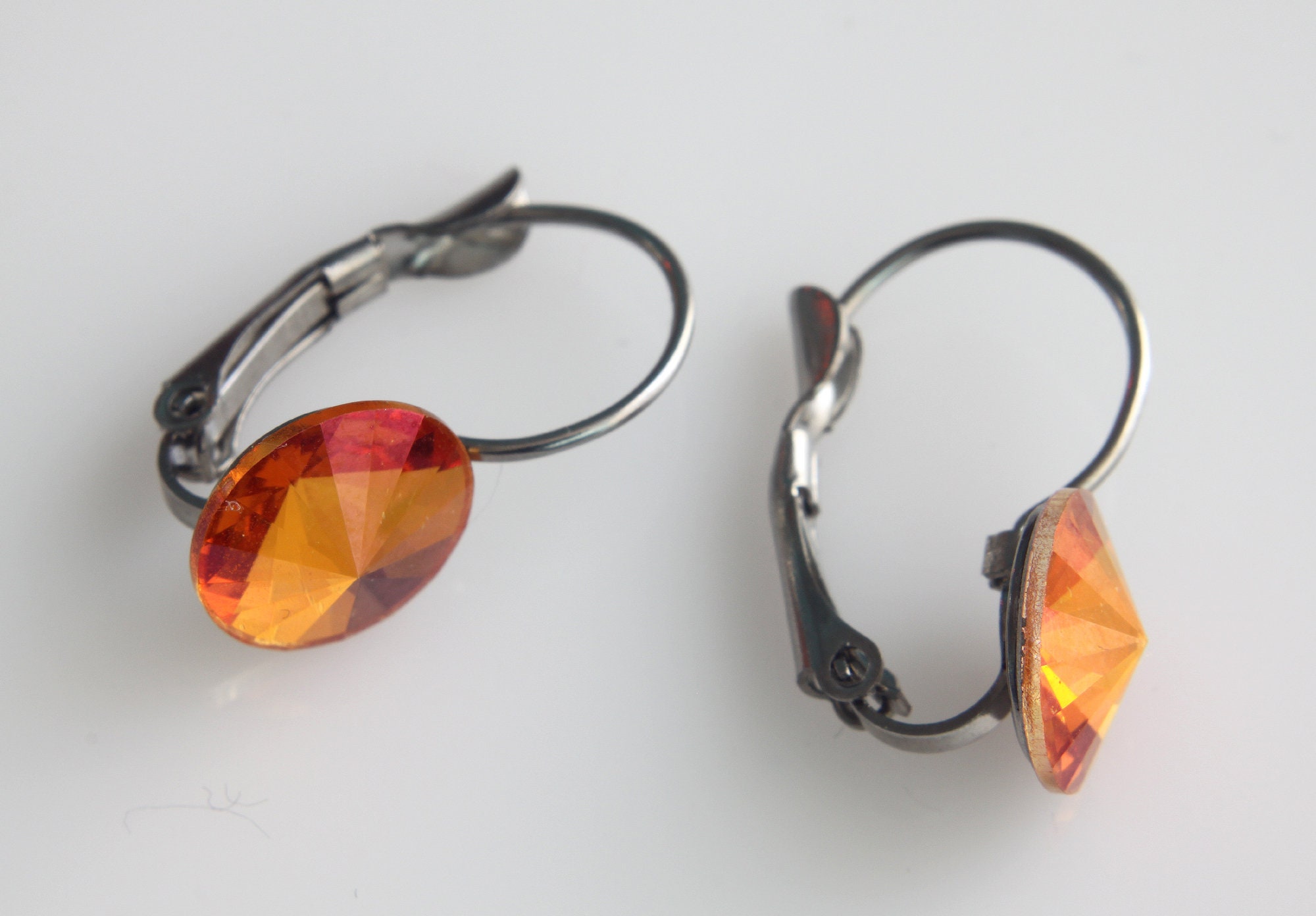 Swarovski Rivoli Earrings Swarovski Crystal Earrings Orange | Etsy