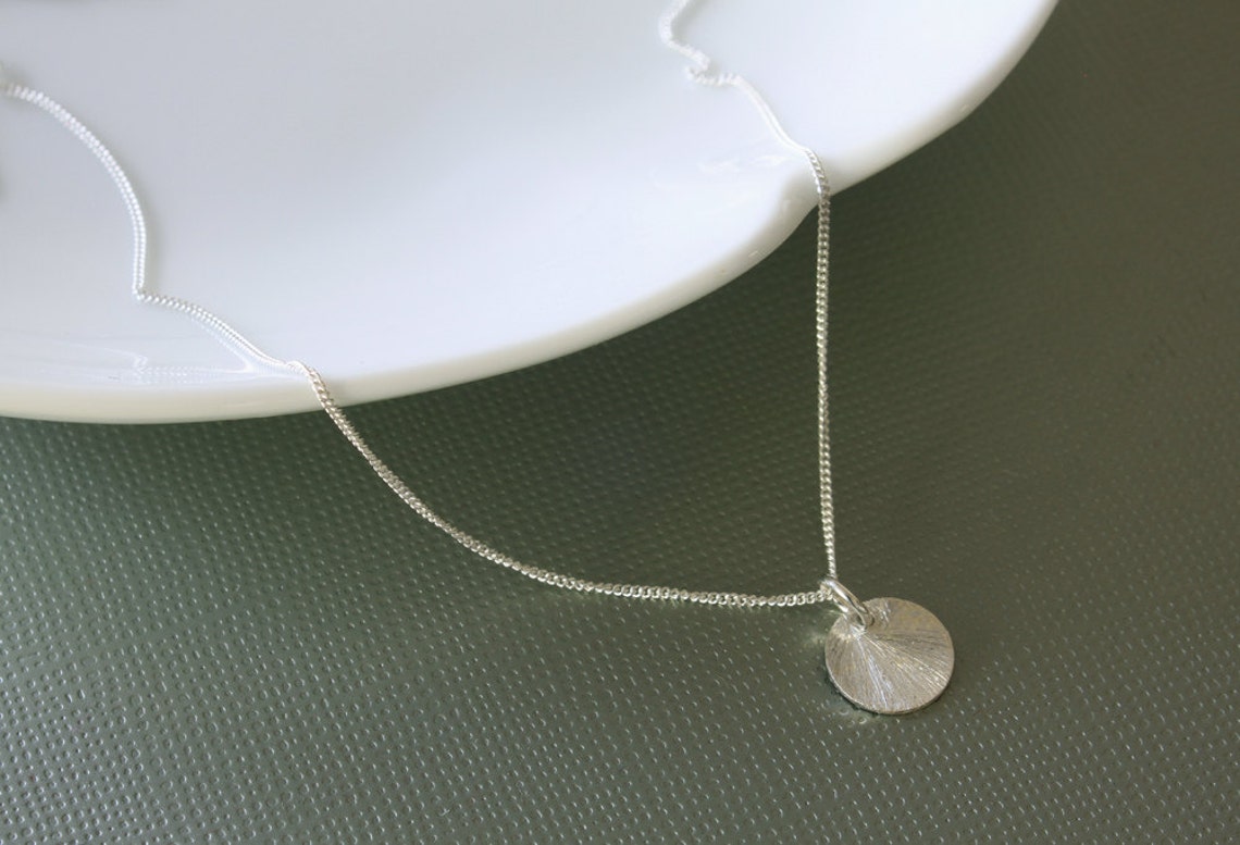 Silver Dot Necklace Simple Necklace Sterling Silver Disc Etsy
