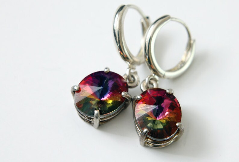 Bright Gold Rivoli Crystal Earrings