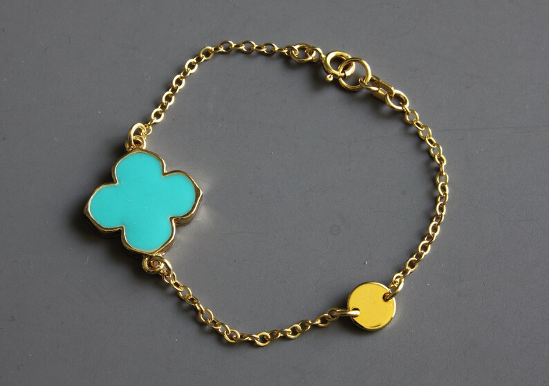 Chain Connector Bracelet Turquoise Cross Bracelet Shamrock Etsy