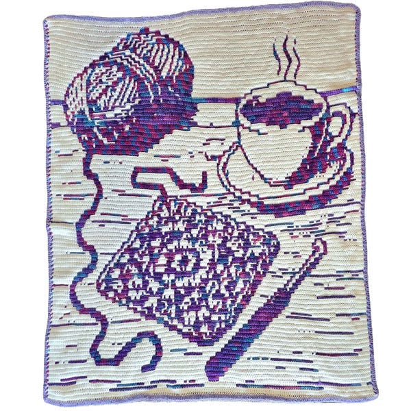 Café y ganchillo - Patrón para manta de mosaico superpuesta (solo en términos estadounidenses)
