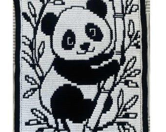 Panda Bear - Overlay Mosaic Baby Blanket PATTERN ONLY