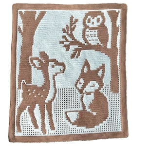 Woodland Critters - Overlay Mosaic Crochet Baby Blanket PATTERN ONLY