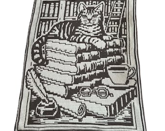 Bücher und Schnurrhaare - Overlay Mosaik Decke NUR MUSTER