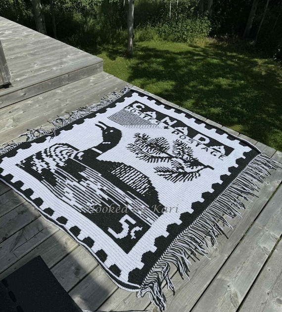 Vintage Canada Loon Stamp - Overlay Mosaic Crochet Blanket PATTERN