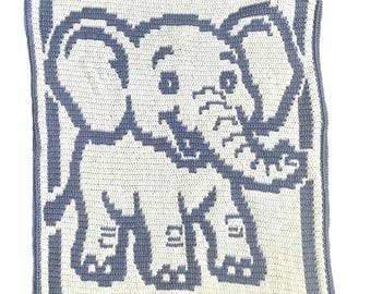 Ellie la Elefante - Manta de Bebé con Mosaico Superpuesto SOLO PATRÓN