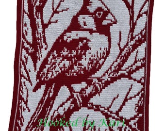 A Cardinal&#39;s Visit - Overlay Mosaic Blanket PATTERN ONLY