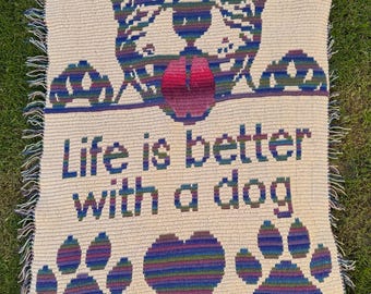 Life is Better with a Dog - Overlay Mosaic Blanket PATTERN ONLY