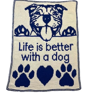 Life is Better with a Dog - Overlay Mosaic Blanket PATTERN ONLY (US Terms)