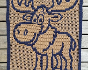 Moose on the Loose - Overlay Mosaic Crochet Baby Blanket PATTERN ONLY