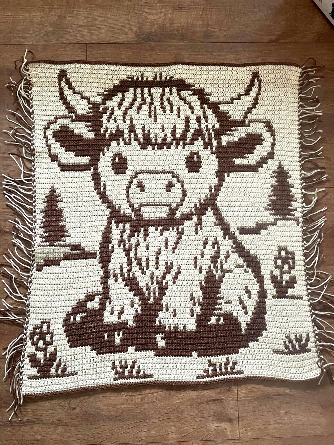 Baby Highland Cow - Overlay Mosaic Baby Blanket PATTERN ONLY (US