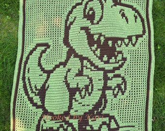 Snugasaurus-Rex - Overlay Mosaic Crochet Baby Blanket PATTERN ONLY (US Terms)