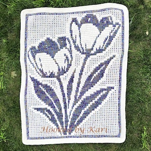Dancing Tulips - Overlay Mosaic Baby Blanket PATTERN ONLY
