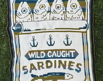 Boîte de sardines - Superposition de couverture en mosaïque, MOTIF UNIQUEMENT