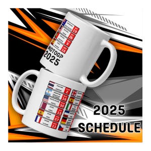 MotoGP 2025 Race Calendar Mug: 11oz Glossy White Ceramic