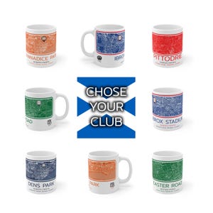 Scottish Football Club Stadion Karten Tassen, Aberdeen, Rangers, Herzen, Hibs, Dundee, Motherwell Fußball Kaffeetassen Geschenkidee Fußballfan