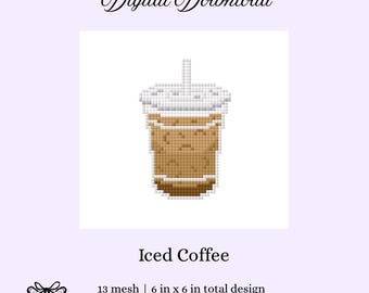 Eiskaffee Nadelspitze Leinwand Schlüsselanhänger Ornament Chart PDF Digital Download