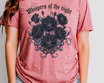 Gothic Rose Shirt, dunkles Blumen Shirt, Gothic Ästhetik Shirt, schwarze Rose T-Shirt, Alternative Mode Shirt, Bella Canvas 3001