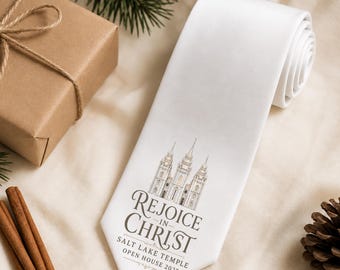 Cravatta per la giornata di porte aperte del Tempio di Salt Lake 2027, regalo per missionari LDS, cravatta del Tempio "Rallegrati in Cristo" per anziani, regalo di commiato per la missione o per il vescovo.