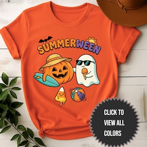 Summerween Pumpkin and Ghost T-Shirt - Cute Halloween Summer Mashup - Summerween Tee- Summerween Party - Summerween Vibes