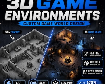 Custom 3D Game Environment Design, Game-Ready Fantasy Worlds Unreal Engine, Textures, Lighting, Low Poly, High Detail Levels