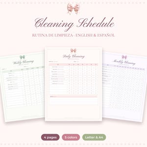 Bilingual Cleaning Schedule Printable, Daily Weekly Monthly Checklist ...