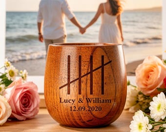 Custom Wood Whiskey Glass: 5 Year Anniversary Personalized Bourbon Cup