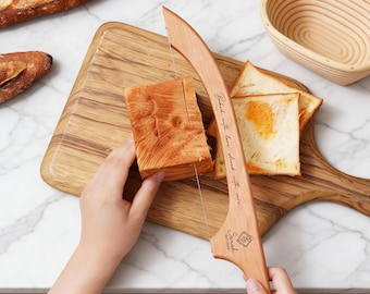 Personalized Bow Knife in Your Choice of Wood: Sourdough Bread, Cheese & Kitchen Slicer, Custom Name Bread Bow Knife, Gifts for Baker
