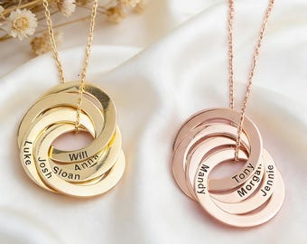 Personalized Interlocking Circle Name Necklace – Family, Mom, Grandma Gifts
