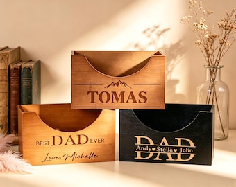Personalized Wooden Hat Holder Engraved Baseball Cap Stand Cap Organizer for Dad Hat Storage Box for Dad Grandpa Father's Day Gift for Him