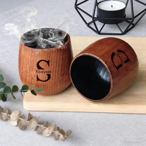 Vaso de whisky de madera carbonizada personalizado, regalo para hombre, vaso de whisky de madera de 10 oz, regalo para el Día del Padre, regalo para padrinos de boda.