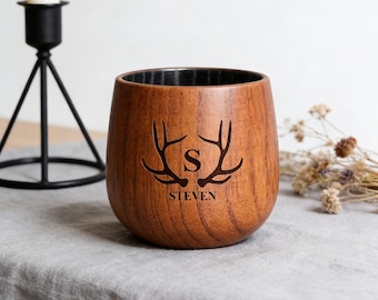 Wood Whiskey Bourbon Glass with Charred Interior Custom Engraved Cup Personalized Fathers Day Gift Engraved Groomsmen Gift for Men Him