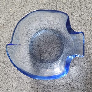 Vintage Blue Glass Candy Dish – Mid-Century Art Deco Style Bowl with Handle (#426)