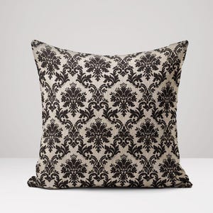 Black Damask Linen Pillow Cover: Vintage Baroque Cushion
