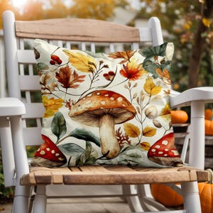 Fall Mushroom Pillow Cover: Cozy Autumn Leaves Throw Cushion