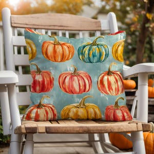 Hand-Painted Pumpkin Pillow Cover: Vibrant Fall Decor