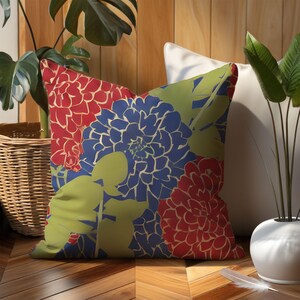 Bold Floral Throw Linen Pillow Case – Colorful Decorative Cushion for Modern Home Décor