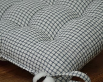 Cuscino per sedia in cotone e lino a righe con lacci - Cuscino per sedia in stile rustico