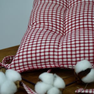Striped Cotton Linen Chair Cushion with Ties - Farmhouse Seat Pad