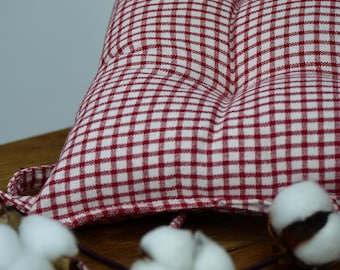 Cuscino per sedia in cotone e lino a righe con lacci - Cuscino per sedia in stile rustico