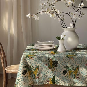 Tropical Leopard Tablecloth: Gardenya Cotton Blend, Exotic Print