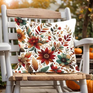 Fall Floral Pillow Cover: Autumn Leaves Throw Cushion, Porch Decor