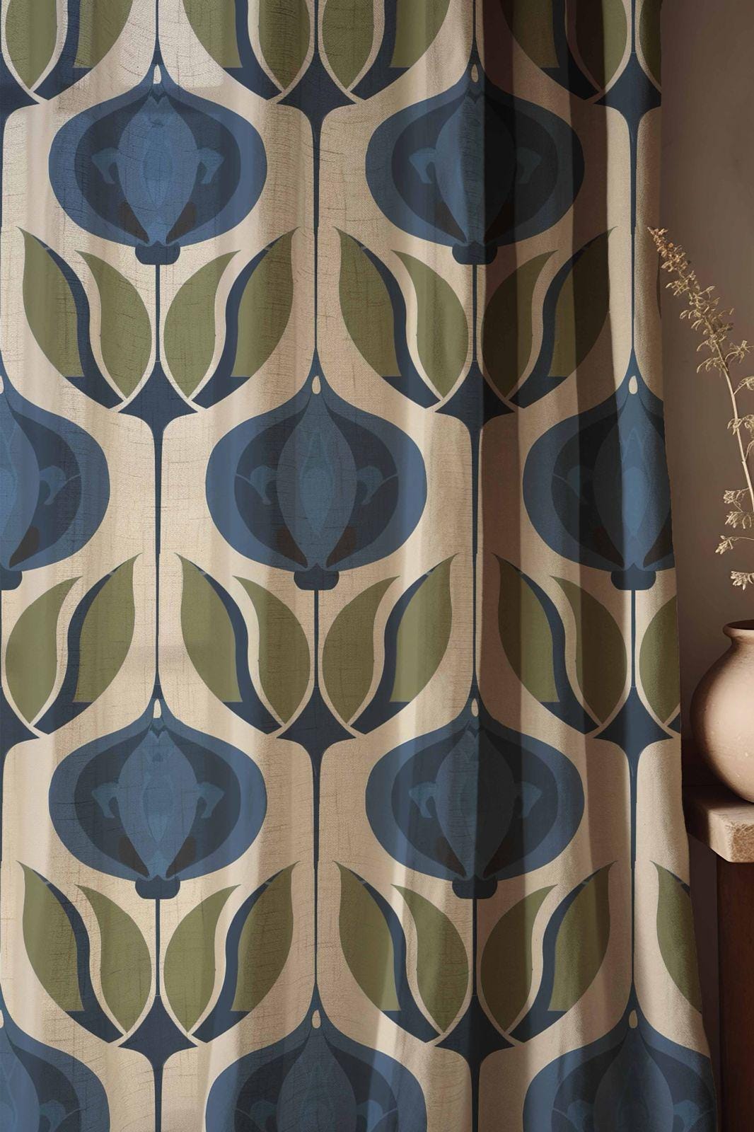 Mid century modern curtains - Etsy 日本