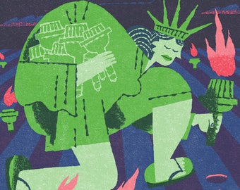 Lady Liberty Risograph Print