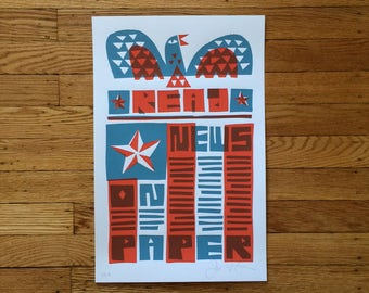 Read News On Paper Screenprinted Poster