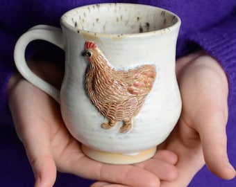 Beautiful mug for country animals lovers love chicken with handle white