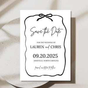 Save the Date Template, Squiggly Save Our Date, She Said Yes, Editable Canva Template, Minimalist Wedding, Simple Save the Date Card