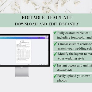 May include: Editable template for a bridesmaid gift list. The template is shown on a computer screen and includes a checklist of tasks for bridesmaids. The text on the screen reads "BRIDESMAIDS".