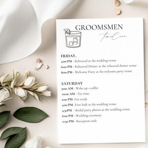 Bridal Party Timeline, Wedding Itinerary, Printable Wedding Party Schedule, Editable Template, Wedding Day Schedule, Groomsmen Timeline