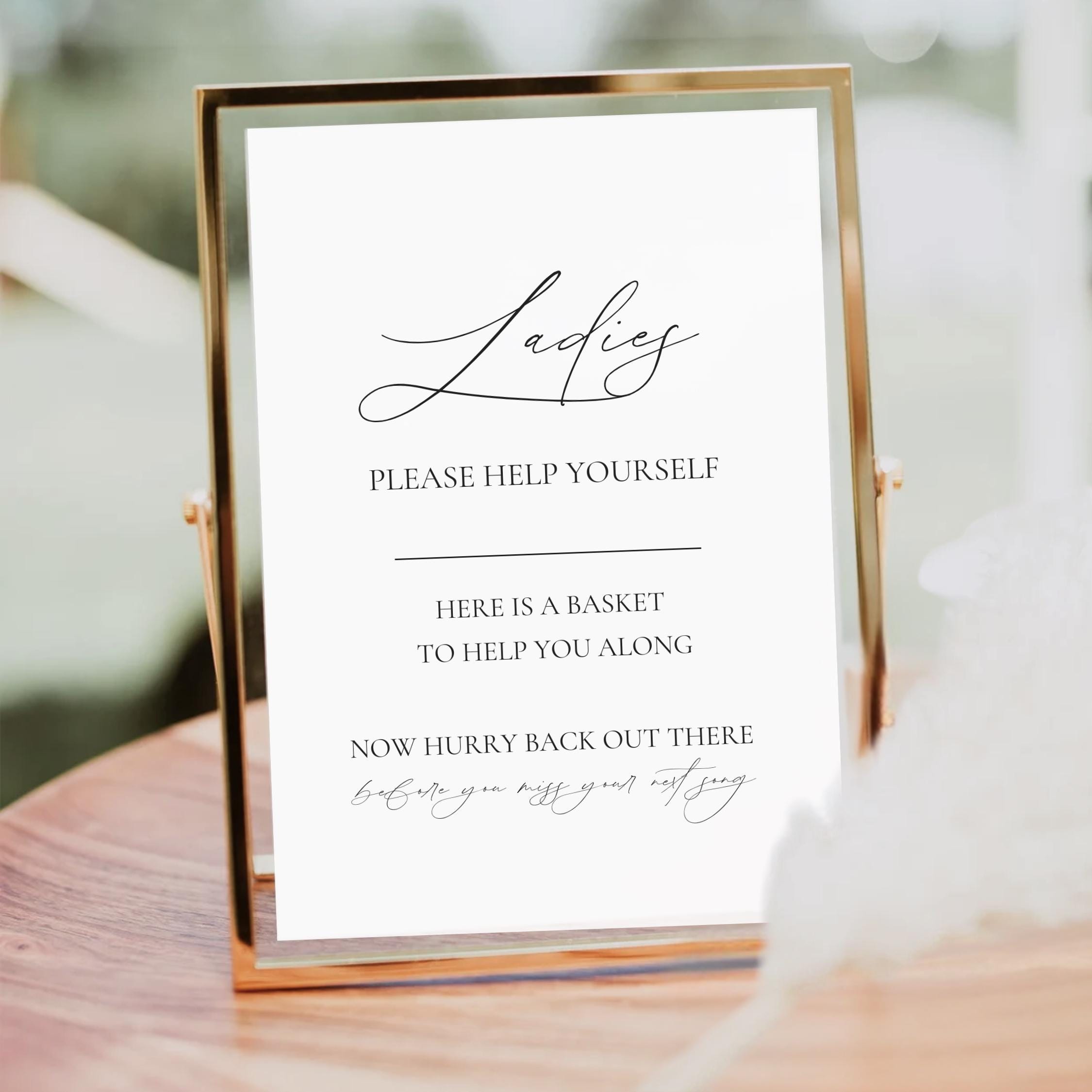 Toileties Sign Wedding Bathroom Basket Sign Template, Minimalist Restroom Toiletries ...
